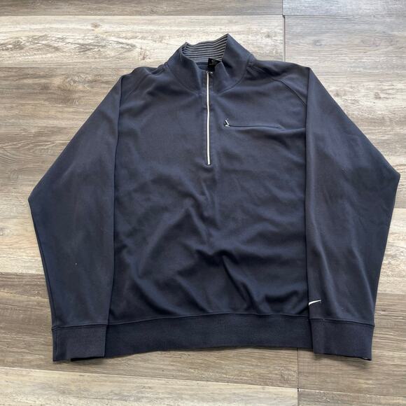 Vintage Y2K 2000's Nike Black Mens XL Quarter Zip Athletic Mini Swoosh Pullover - Picture 2 of 9